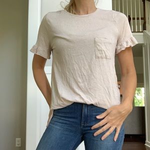 Maternity to non-maternity ruffle sleeve top